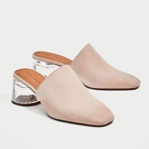 Zara Blush Faux Suede Mule